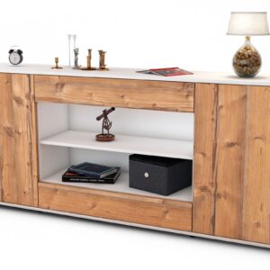 Sideboard Feli | Korpus Weiß | Front in Pinie Holz Optik | 180x79x35cm (BxHxT)