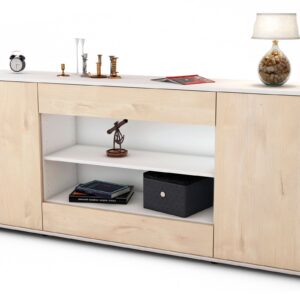 Sideboard Feli | Korpus Weiß | Front in Zeder Holz Optik | 180x79x35cm (BxHxT)