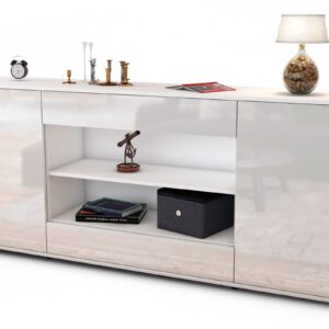 Sideboard Feli | Korpus Weiß | Front in Hochglanz Weiß | 180x79x35cm (BxHxT)