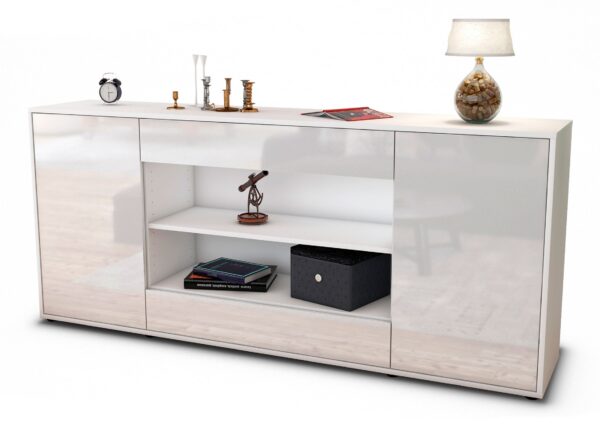 Sideboard Feli | Korpus Weiß | Front in Hochglanz Weiß | 180x79x35cm (BxHxT)