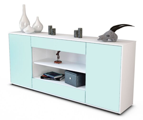 Sideboard Feli | Korpus Weiß | Front in Mint | 180x79x35cm (BxHxT)