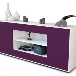 Sideboard Feli | Korpus Weiß | Front in Lila | 180x79x35cm (BxHxT)