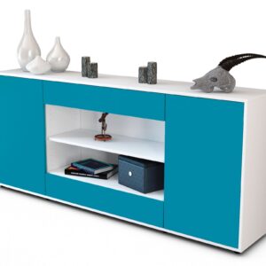 Sideboard Feli | Korpus Weiß | Front in Türkis | 180x79x35cm (BxHxT)