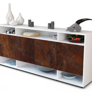 Sideboard Felia | Korpus Weiß | Front in Rost Optik | 180x79x35cm (BxHxT)