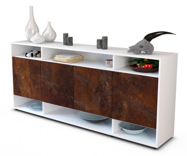 Sideboard Felia | Korpus Weiß | Front in Rost Optik | 180x79x35cm (BxHxT)