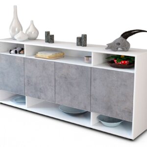 Sideboard Felia | Korpus Weiß | Front in Beton Optik | 180x79x35cm (BxHxT)