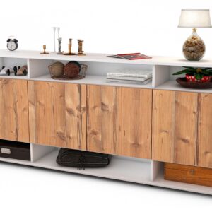 Sideboard Felia | Korpus Weiß | Front in Pinie Holz Optik | 180x79x35cm (BxHxT)