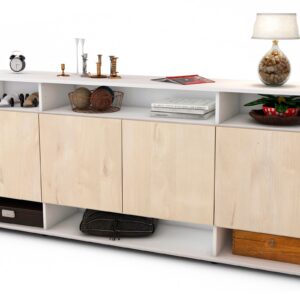 Sideboard Felia | Korpus Weiß | Front in Zeder Holz Optik | 180x79x35cm (BxHxT)
