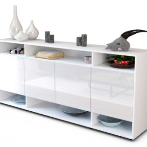 Sideboard Felia | Korpus Weiß | Front in Hochglanz Weiß | 180x79x35cm (BxHxT)