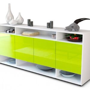 Sideboard Felia | Korpus Weiß | Front in Hochglanz Grün | 180x79x35cm (BxHxT)