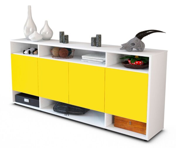 Sideboard Felia | Korpus Weiß | Front in Gelb | 180x79x35cm (BxHxT)