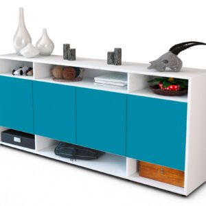 Sideboard Felia | Korpus Weiß | Front in Türkis | 180x79x35cm (BxHxT)