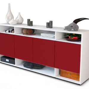 Sideboard Felia | Korpus Weiß | Front in Bordeaux | 180x79x35cm (BxHxT)