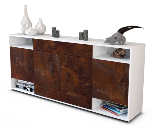 Sideboard Felicia | Korpus Weiß | Front in Rost Optik | 180x79x35cm (BxHxT)