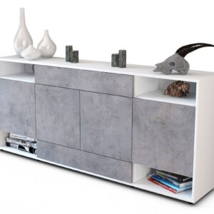 Sideboard Felicia | Korpus Weiß | Front in Beton Optik | 180x79x35cm (BxHxT)