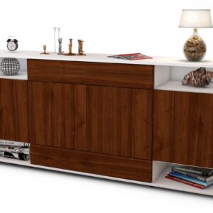 Sideboard Felicia | Korpus Weiß | Front in Walnuss Holz Optik | 180x79x35cm (BxHxT)