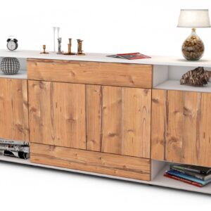 Sideboard Felicia | Korpus Weiß | Front in Pinie Holz Optik | 180x79x35cm (BxHxT)