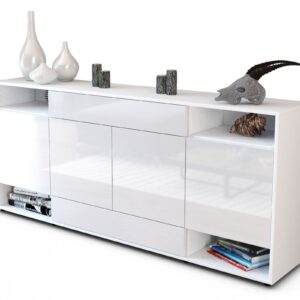 Sideboard Felicia | Korpus Weiß | Front in Hochglanz Weiß | 180x79x35cm (BxHxT)