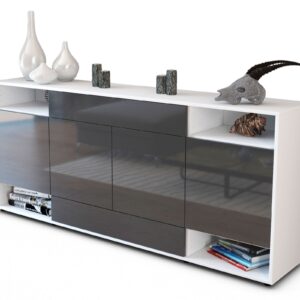 Sideboard Felicia | Korpus Weiß | Front in Hochglanz Grau | 180x79x35cm (BxHxT)