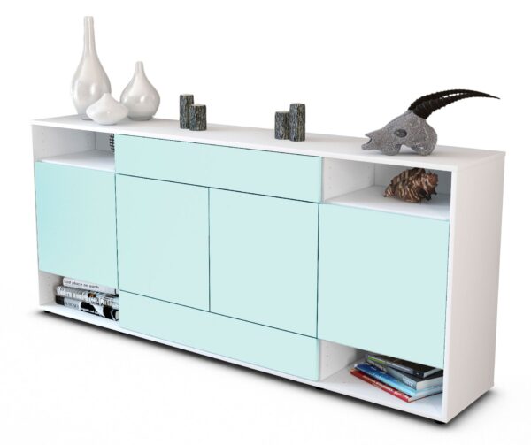 Sideboard Felicia | Korpus Weiß | Front in Mint | 180x79x35cm (BxHxT)