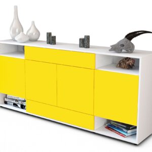 Sideboard Felicia | Korpus Weiß | Front in Gelb | 180x79x35cm (BxHxT)