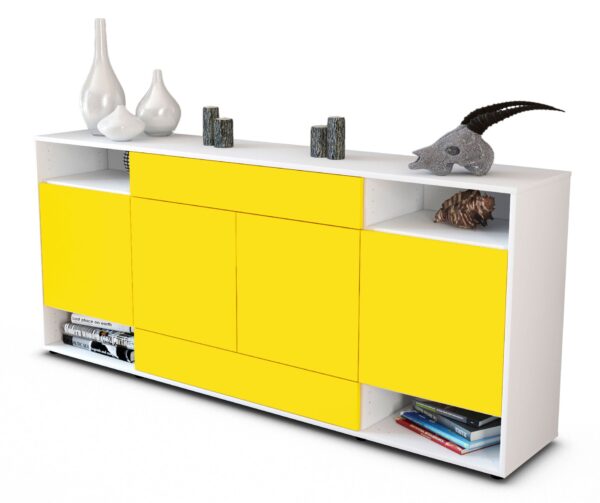 Sideboard Felicia | Korpus Weiß | Front in Gelb | 180x79x35cm (BxHxT)