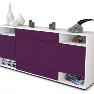 Sideboard Felicia | Korpus Weiß | Front in Lila | 180x79x35cm (BxHxT)