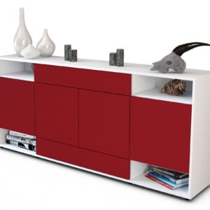 Sideboard Felicia | Korpus Weiß | Front in Bordeaux | 180x79x35cm (BxHxT)