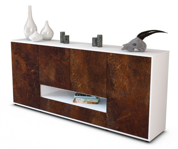 Sideboard Felicitas | Korpus Weiß | Front in Rost Optik | 180x79x35cm (BxHxT)