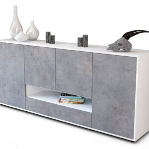 Sideboard Felicitas | Korpus Weiß | Front in Beton Optik | 180x79x35cm (BxHxT)