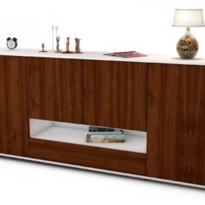 Sideboard Felicitas | Korpus Weiß | Front in Walnuss Holz Optik | 180x79x35cm (BxHxT)