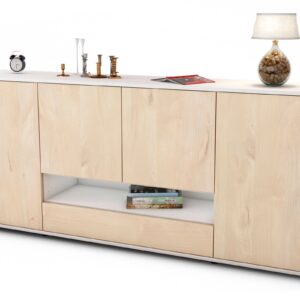 Sideboard Felicitas | Korpus Weiß | Front in Zeder Holz Optik | 180x79x35cm (BxHxT)