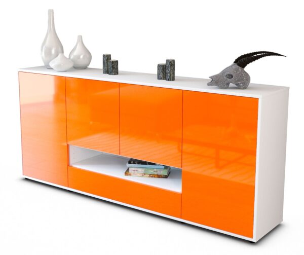 Sideboard Felicitas | Korpus Weiß | Front in Hochglanz Orange | 180x79x35cm (BxHxT)