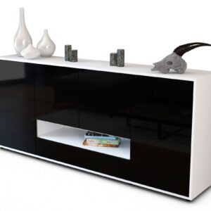 Sideboard Felicitas | Korpus Weiß | Front in Hochglanz Schwarz | 180x79x35cm (BxHxT)