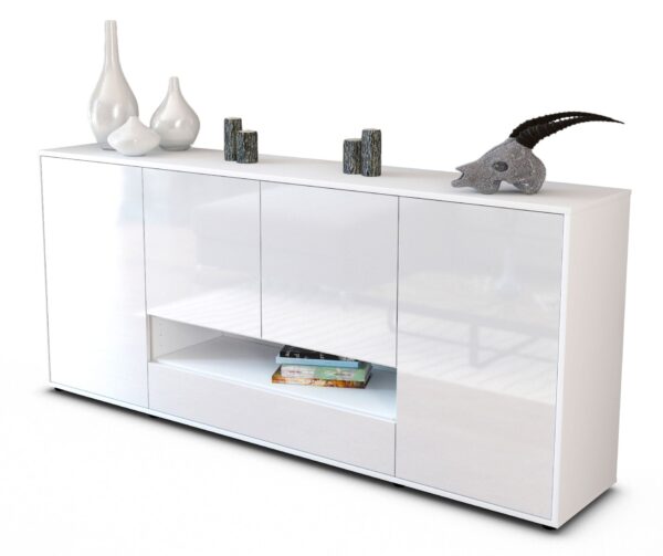 Sideboard Felicitas | Korpus Weiß | Front in Hochglanz Weiß | 180x79x35cm (BxHxT)