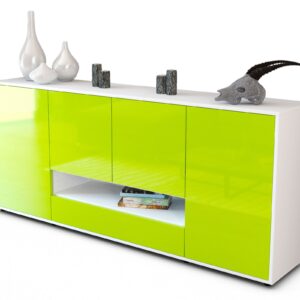 Sideboard Felicitas | Korpus Weiß | Front in Hochglanz Grün | 180x79x35cm (BxHxT)