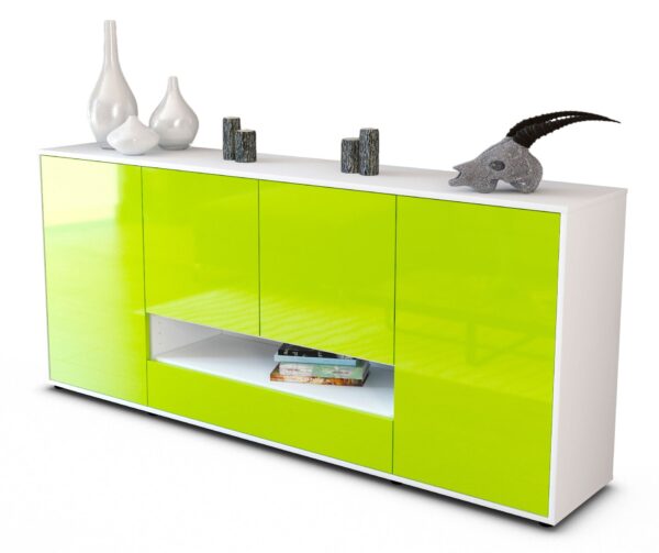 Sideboard Felicitas | Korpus Weiß | Front in Hochglanz Grün | 180x79x35cm (BxHxT)