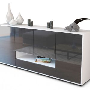 Sideboard Felicitas | Korpus Weiß | Front in Hochglanz Grau | 180x79x35cm (BxHxT)
