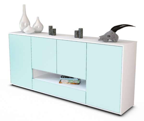 Sideboard Felicitas | Korpus Weiß | Front in Mint | 180x79x35cm (BxHxT)