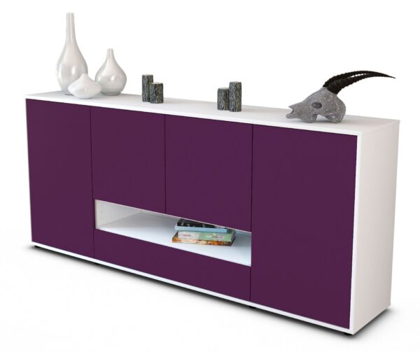 Sideboard Felicitas | Korpus Weiß | Front in Lila | 180x79x35cm (BxHxT)