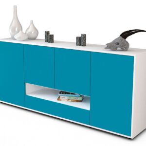 Sideboard Felicitas | Korpus Weiß | Front in Türkis | 180x79x35cm (BxHxT)
