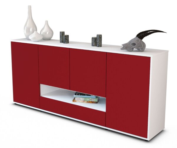 Sideboard Felicitas | Korpus Weiß | Front in Bordeaux | 180x79x35cm (BxHxT)