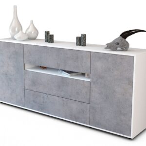 Sideboard Fernanda | Korpus Weiß | Front in Beton Optik | 180x79x35cm (BxHxT)