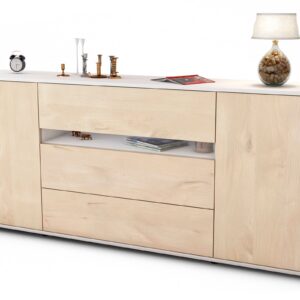 Sideboard Fernanda | Korpus Weiß | Front in Zeder Holz Optik | 180x79x35cm (BxHxT)