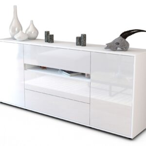 Sideboard Fernanda | Korpus Weiß | Front in Hochglanz Weiß | 180x79x35cm (BxHxT)