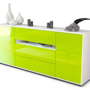 Sideboard Fernanda | Korpus Weiß | Front in Hochglanz Grün | 180x79x35cm (BxHxT)