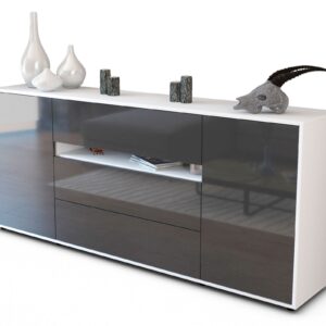 Sideboard Fernanda | Korpus Weiß | Front in Hochglanz Grau | 180x79x35cm (BxHxT)