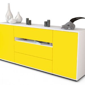 Sideboard Fernanda | Korpus Weiß | Front in Gelb | 180x79x35cm (BxHxT)
