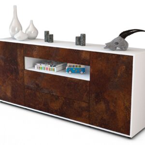 Sideboard Filippa | Korpus Weiß | Front in Rost Optik | 180x79x35cm (BxHxT)