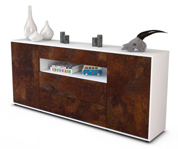 Sideboard Filippa | Korpus Weiß | Front in Rost Optik | 180x79x35cm (BxHxT)